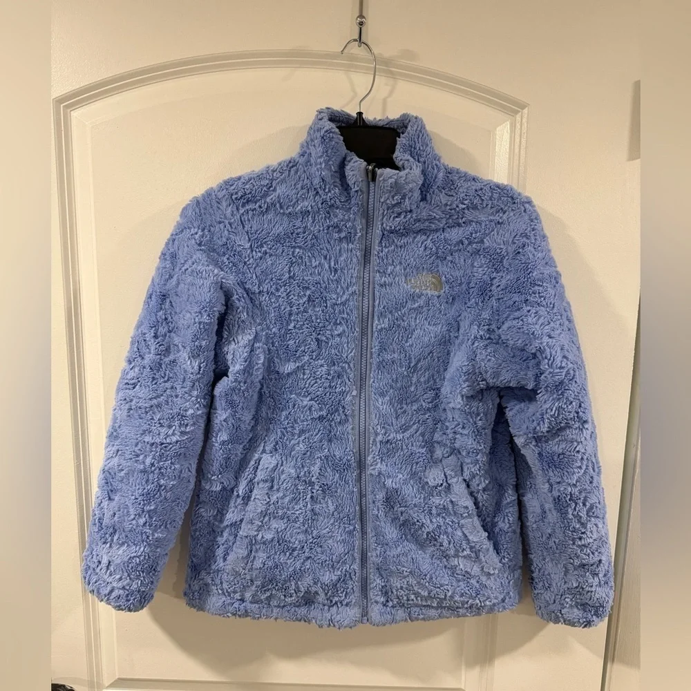 The North Face Girls Reversible Fleece Puffer Jacket Blue L 14/16 Quilted Coat